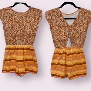 Matilda Jane Brilliant Daydream Sundown Romper Contrasting Floral Stripes Size 8